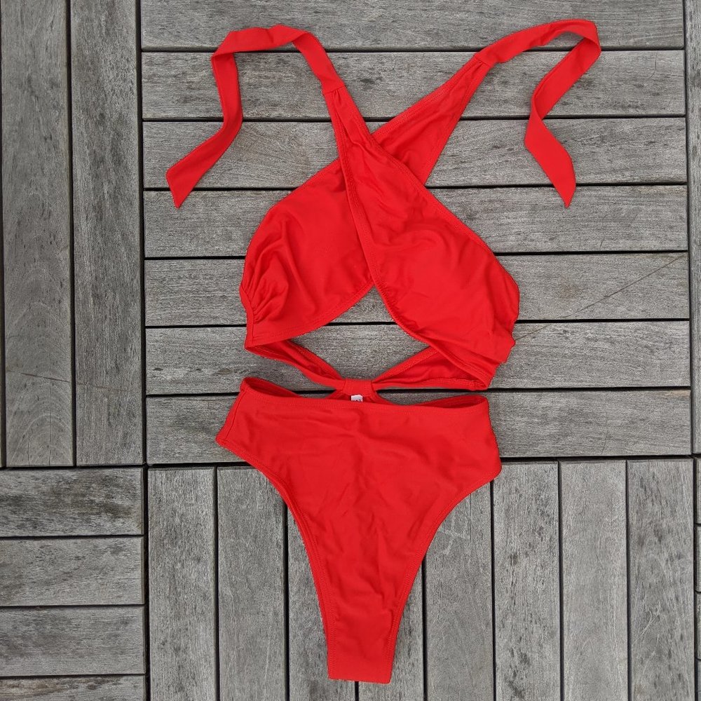 NWT Express Swim | Halter Wrap One-Piece - Picture 2 of 2